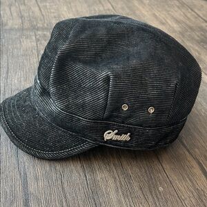 SMITH Black Corduroy Newsboy/Brimmed Cap - Size L/XL